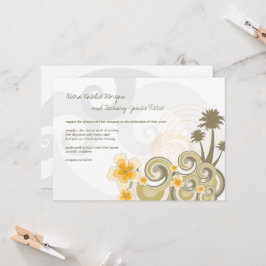Invitación Olas Tropicales Amarillo Hibiscus Boda de destino