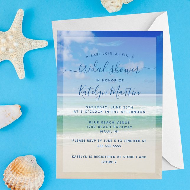 Invitación Olas tropicales del océano Foto Beach Bridal Showe (Subido por el creador)