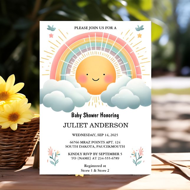Invitación Old Boy Pink Unique Sky Cloud Sunshine Baby Shower (Subido por el creador)