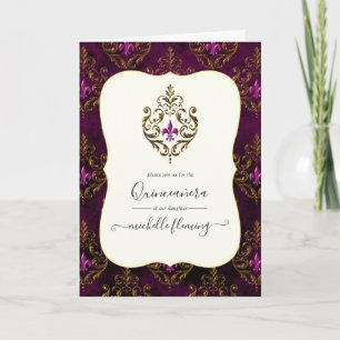 Invitación Old Gold Elegancia Quinceañera