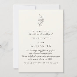 Invitación Old Money Aesthetic, Ivory bg guardan la fecha