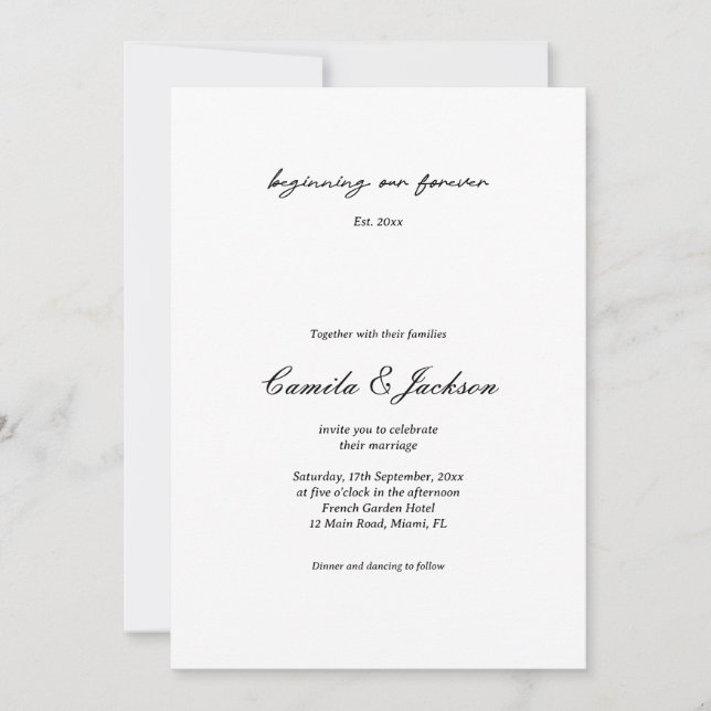 Invitación Old Money Black and White Wedding  (Anverso)