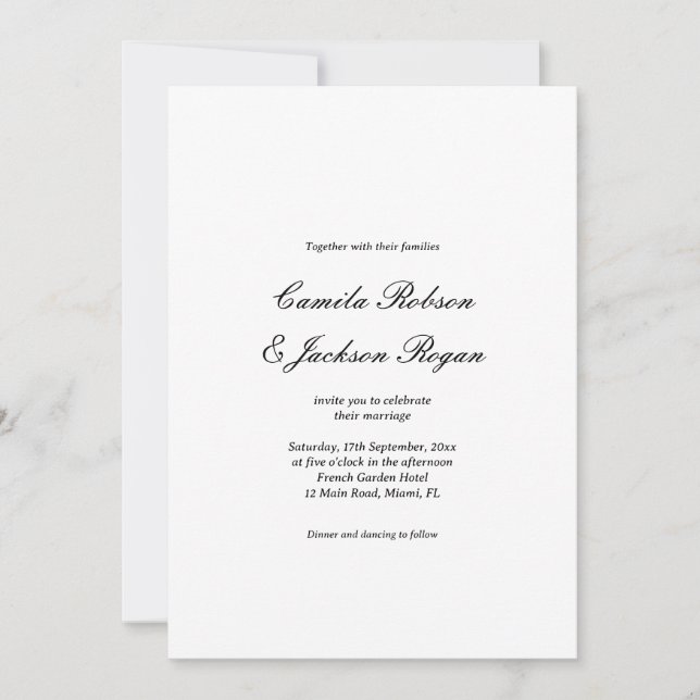 Invitación Old Money Black and White Wedding  (Anverso)