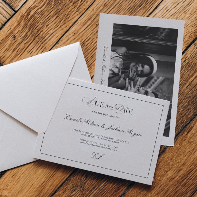 Invitación Old Money Black and White Wedding Save the Date (Subido por el creador)