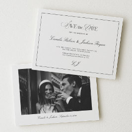 Invitación Old Money Black and White Wedding Save the Date