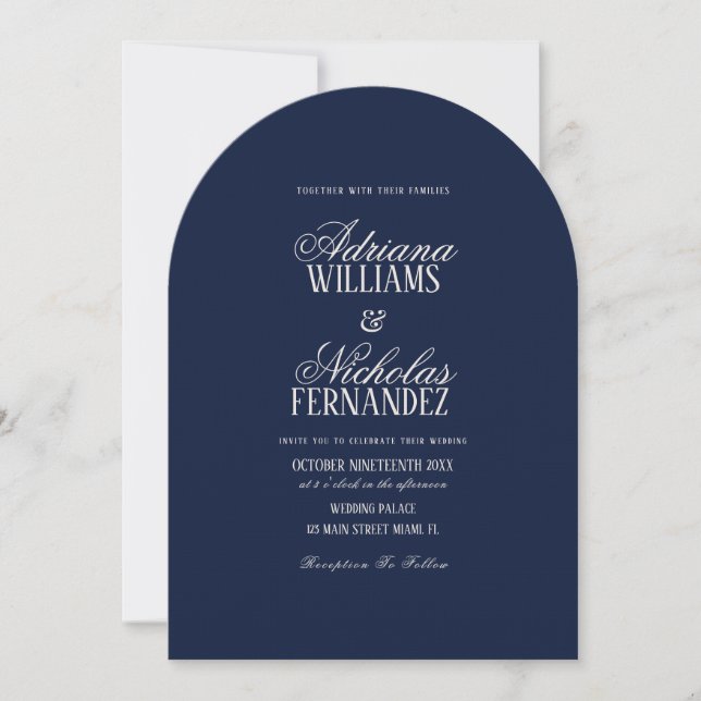 Invitación Old Money Blue Beginning Of Our Forever Wedding (Anverso)