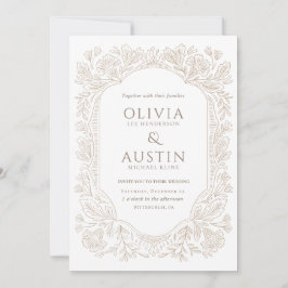 Invitación Old Money Botanical Wedding | Heirloom Taupe