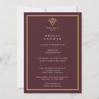 Invitación Old Money Burgundy Bridal Shower