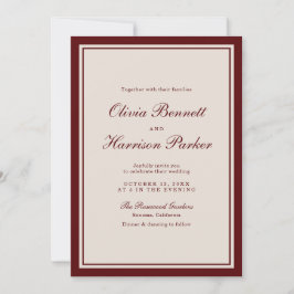 Invitación Old Money Burgundy Classic Wedding Invitation