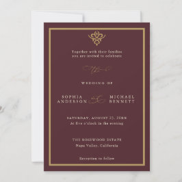 Invitación Old Money Burgundy Wedding Invitation