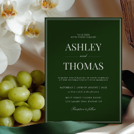 Invitación Old Money Dark Green Wedding