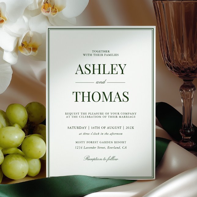 Invitación Old Money Dark Green Wedding (Subido por el creador)
