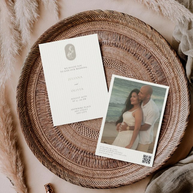 Invitación Old money, equestrian horse QR code wedding  (Subido por el creador)
