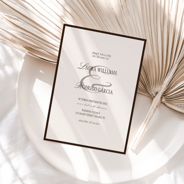 Invitación Old Money Espresso Ivory Wedding (Subido por el creador)