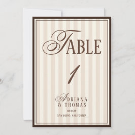 Invitación Old Money Espresso Wedding Table Number