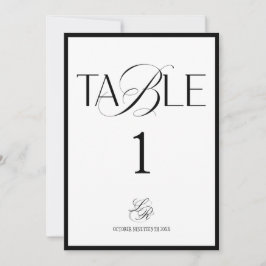 Invitación Old Money Monogram Wedding Table Number