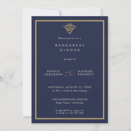 Invitación Old Money Navy Blue Wedding Rehearsal Dinner 