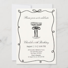 Invitación Old Money, Whimsical Hand dibujó cumpleaños