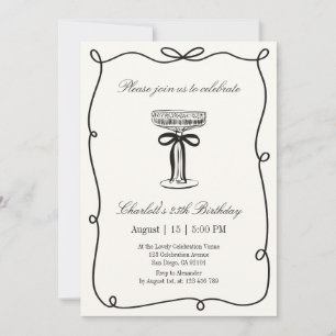Invitación Old Money, Whimsical Hand dibujó cumpleaños