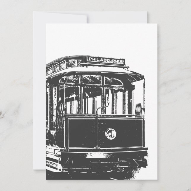 Invitación Old Tram | Streetcar Philadelphia | Vintage (Anverso)