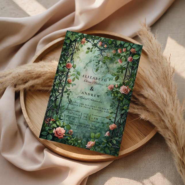 Invitación Old World Botanical Rose Garden Wedding (Subido por el creador)