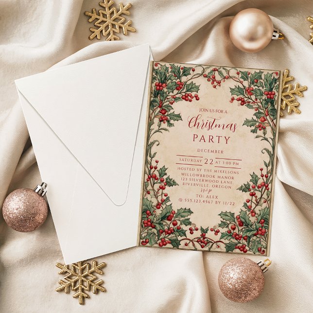 Invitación Old World Holly & Ivy (Subido por el creador)