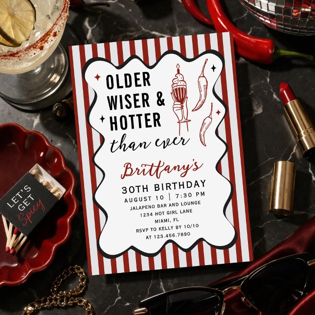 Invitación Older Wiser Hotter Than Ever Retro 30th Birthday (Subido por el creador)