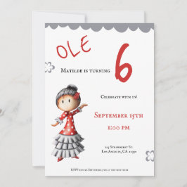 Invitación Ole Sevillana Flamenco Dancer Cumpleaños