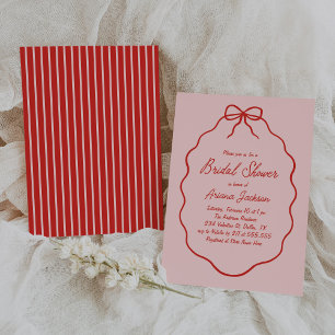 Invitación Oleada rosa y roja ducha de novias con barba