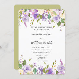 Invitación Oliva | Moda Lavender Watercolor Floral Boda
