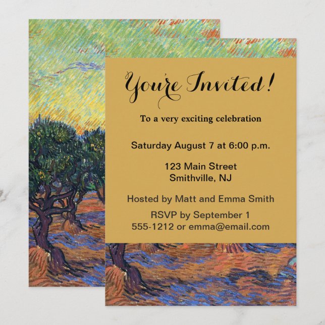Invitación Olivar de Vincent Van Gogh Impresionismo Arte (Anverso / Reverso)