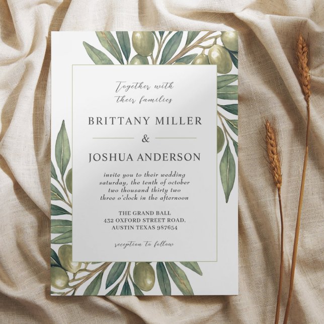 Invitación Olive Branch Boda italiano moderno (Subido por el creador)