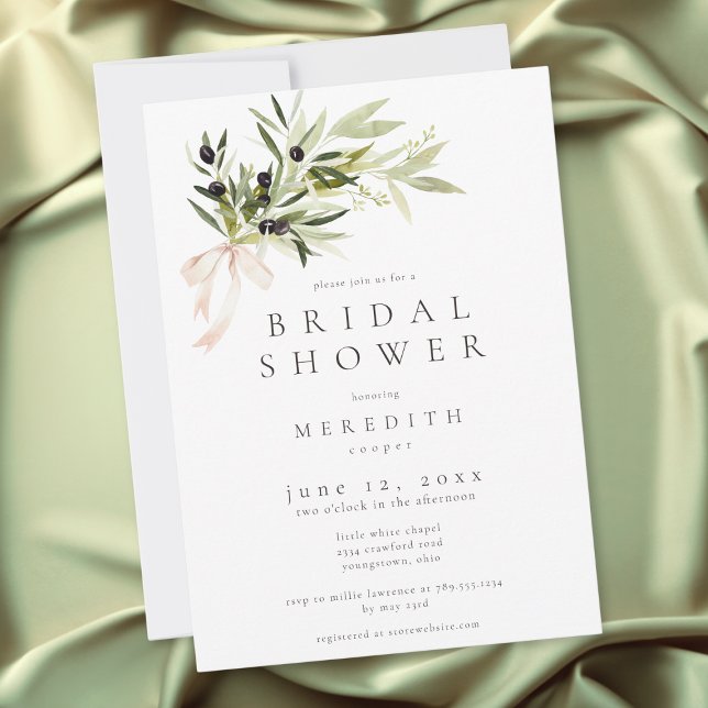 Invitación Olive Branch Elegant Minimal Bridal Shower (Olive Branch Elegant Minimal Bridal Shower Invitation)