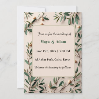 Invitación  Olive Branch Greenery Botanical wedding