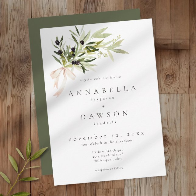 Invitación Olive Branch Watercolor Elegant Minimalist Wedding (Subido por el creador)