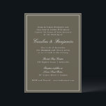 Invitación Olive Classic Border Script Elegant Wedding RSVP<br><div class="desc">This classic wedding invitation features a rich olive green background with refined serif typography and an elegant border. The earthy green tone adds depth and warmth while maintaining a timeless, formal layout. Perfect for fall weddings, garden ceremonies, or evening celebrations with a polished aesthetic. Designed for couples who love traditional...</div>