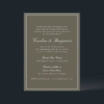 Invitación Olive Classic Border Script Elegant Wedding RSVP<br><div class="desc">This classic wedding invitation features a rich olive green background with refined serif typography and an elegant border. The earthy green tone adds depth and warmth while maintaining a timeless, formal layout. Perfect for fall weddings, garden ceremonies, or evening celebrations with a polished aesthetic. Designed for couples who love traditional...</div>