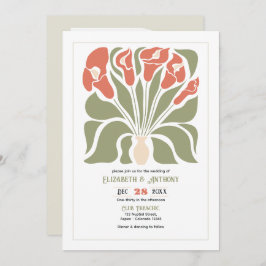 Invitación Olive & Coral Clay Abstract Floral Boho Wedding