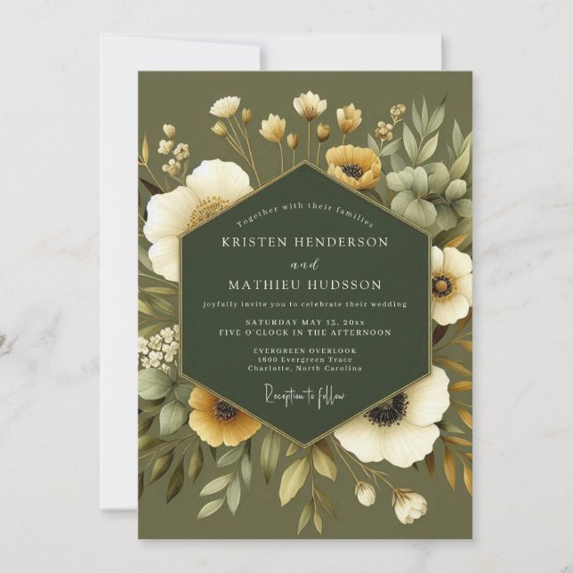 Invitación Olive Earthy Botanical Wedding (Anverso)