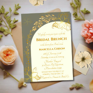 Invitación Olive Elegant Golden Floral Arch Bridal Shower
