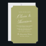 Invitación Olive Estate Calligraphy Wedding Invitation<br><div class="desc">Olive estate calligraphy wedding invitations designed for a refined European garden celebration. Featuring elegant classic script set on a soft olive background, this invitation reflects 2026 Herb Green wedding trends with timeless manor sophistication. Ideal for estate venues, church ceremonies, and romantic outdoor weddings. Style with vellum wraps, wax seals, or...</div>
