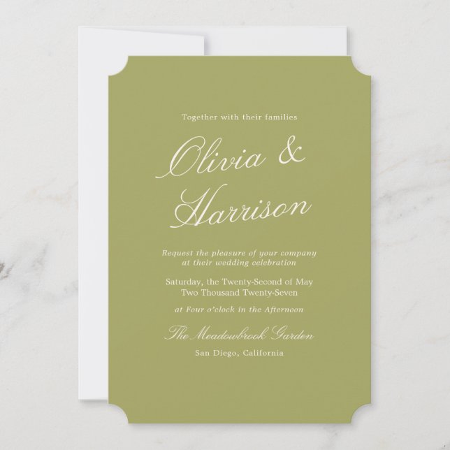 Invitación Olive Estate Calligraphy Wedding Invitation (Anverso)