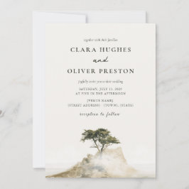 Invitación Olive Green Coastal Mist Script Cypress Wedding