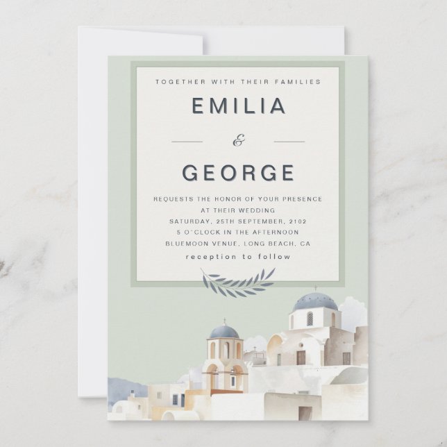 Invitación Olive Green Destination Wedding | Elegant  (Anverso)