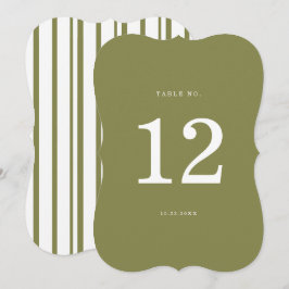 Invitación Olive Green Modern Die-Cut Table Number