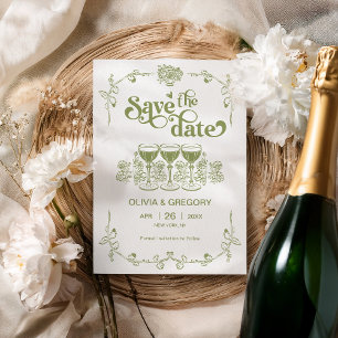 Invitación Olive Green Spark champagne Save the Date