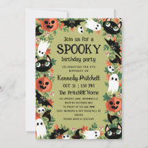 Olive Green Spooky Halloween Kids Birday Fiesta