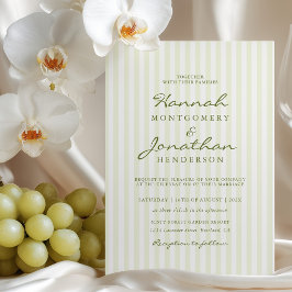 Invitación Olive Green Stripe Wedding Invitation