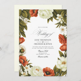 Invitación Olive Green Terracotta & Soft Ivory Floral Wedding