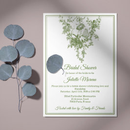 Invitación Olive Green Toile de Jouy Bridal Shower Invitation